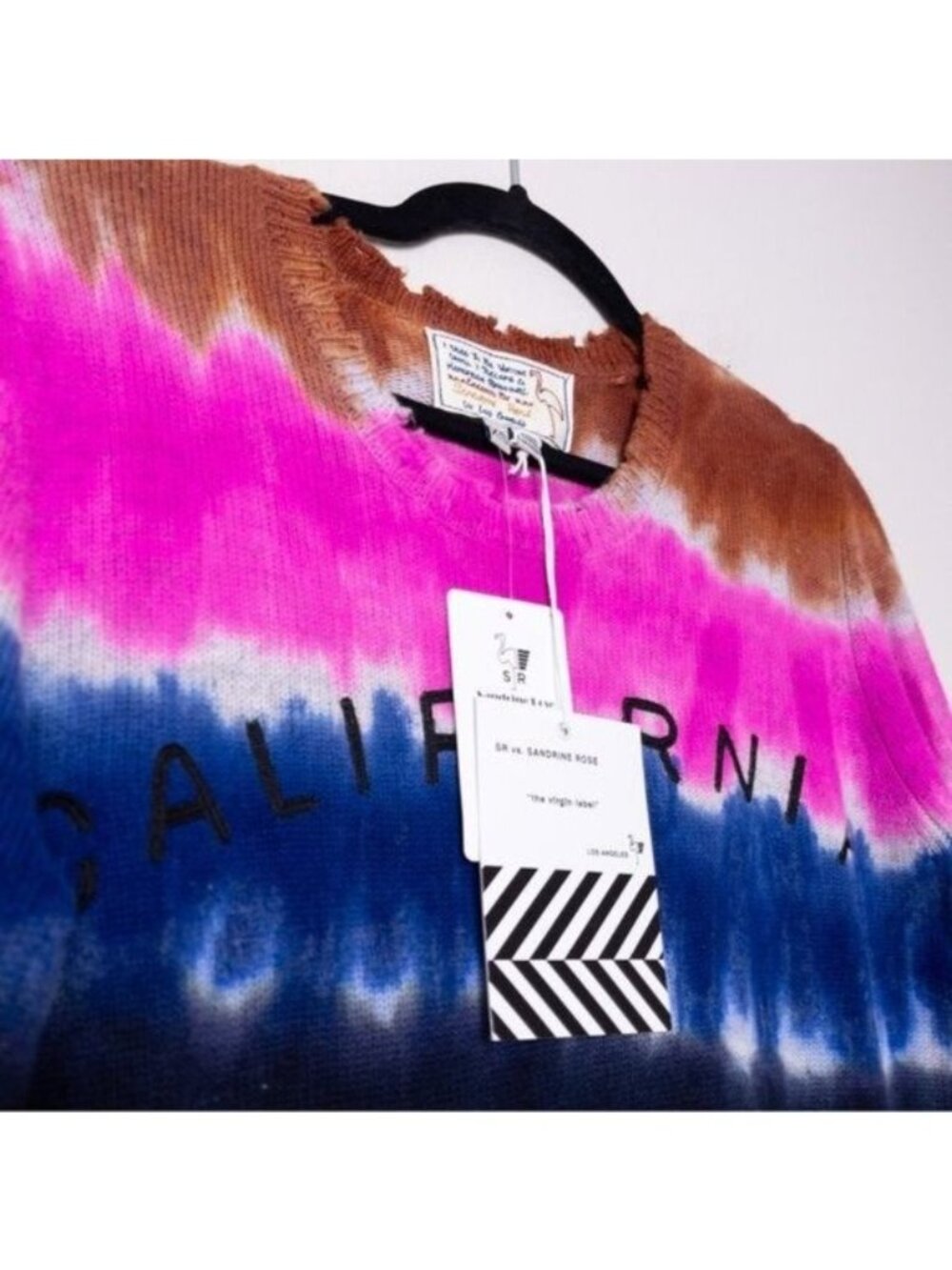 NWT Free People x Sandrine Rose California Tidy Cashmere Wool Sweater XS Tie Dye - Picture 5 of 11